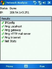 Tela de Windows Mobile Network Analyzer PowerToy (Pocket PC)