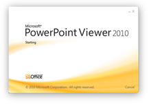 Tela de Microsoft Powerpoint Viewer 2010