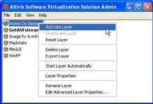 Tela de Software Virtualization Solution (SVS Personal)
