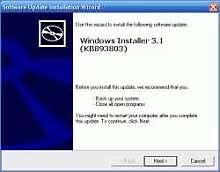 Tela de Windows Installer 3.1