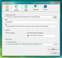Tela de Folder2MyPC (Windows Vista)