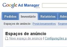 Tela de Google Admanager