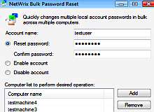 Tela de NetWrix Bulk Password Reset