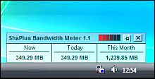 Tela de ShaPlus Bandwidth Meter
