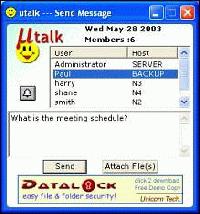 Tela de Utalk Network Messenger