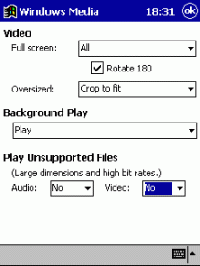 Tela de Windows Media Player 7.1 for Pocket PC 3.0