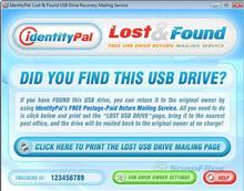 Tela de IdentityPal Lost and Found USB Drive