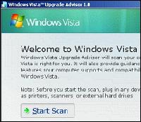 Tela de Windows Vista Upgrade Advisor 1.0