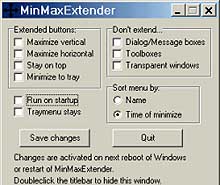 Tela de MinMaxExtender v1.0.1.0