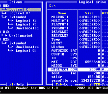 Tela de NTFS Reader for DOS