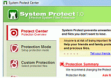 Tela de System Protect
