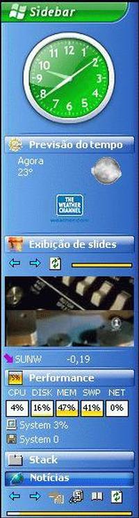 Tela de Desktop Sidebar