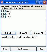 Tela de Fomine Net Send GUI v. 2.3