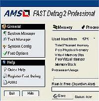 Tela de FAST Defrag Professional